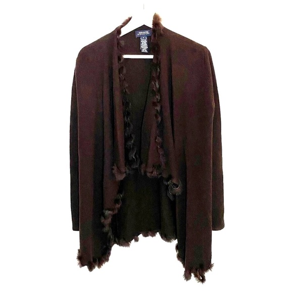 Jones New York Signature Wool Angora Fur Shawl Cardigan Sz S Lagenlook - Picture 2 of 7